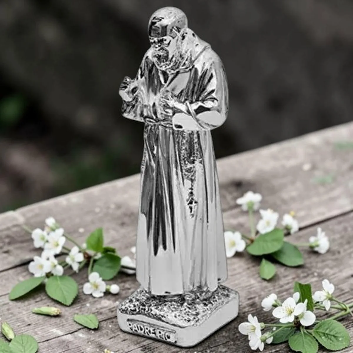 Statua Padre Pio in resina argentata 19 cm, made in Italy – Albalù Bomboniere