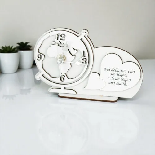 Bomboniere Orologio Mappamondo frase motivazionale con cuore