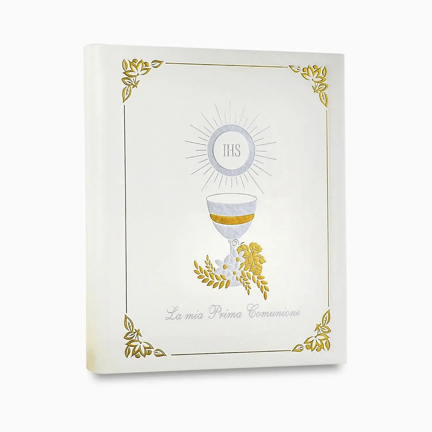 Album Portafoto Comunione in Ecopelle con Decoro oro Calice Comunione Idea Regalo