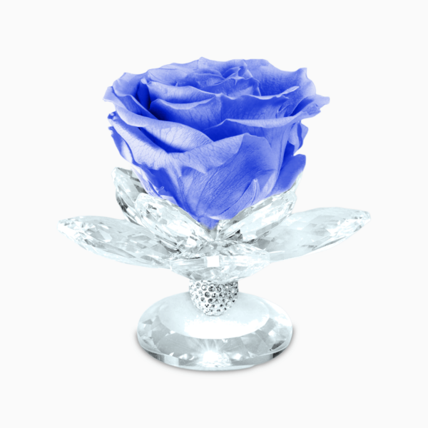 Bomboniera Rosa Stabilizzata su Alzatina Ninfea in Cristal per Comunione, Matrimonio, Anniversario