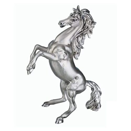 Cavallo Rampante Statua Scultura in Resina Argento Misura 35 cm Resina Argentata Albalu Bomboniere