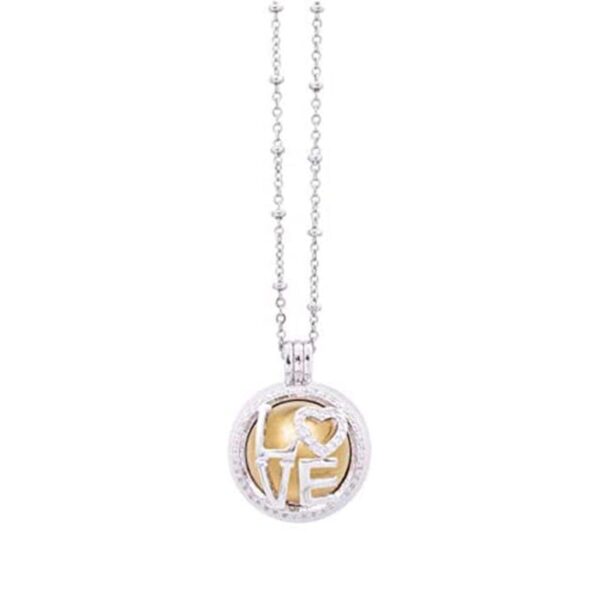 Collana Chiama Angeli Ottone e Zirconi a Sfera Tema Love Con Catenella Argentata Inalterabile con Scatola Regalo Inclusa