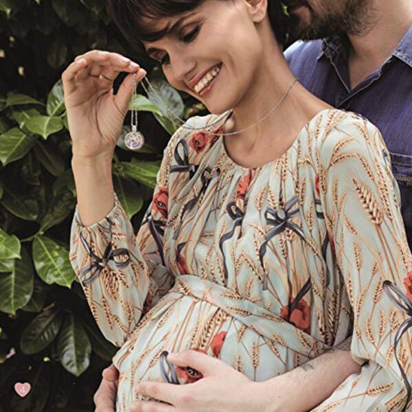 Collana Chiama Angeli Ottone e Zirconi a Sfera Tema Love Con Catenella Argentata Inalterabile con Scatola Regalo Inclusa Regali Nascita & Battesimo Albalu Bomboniere