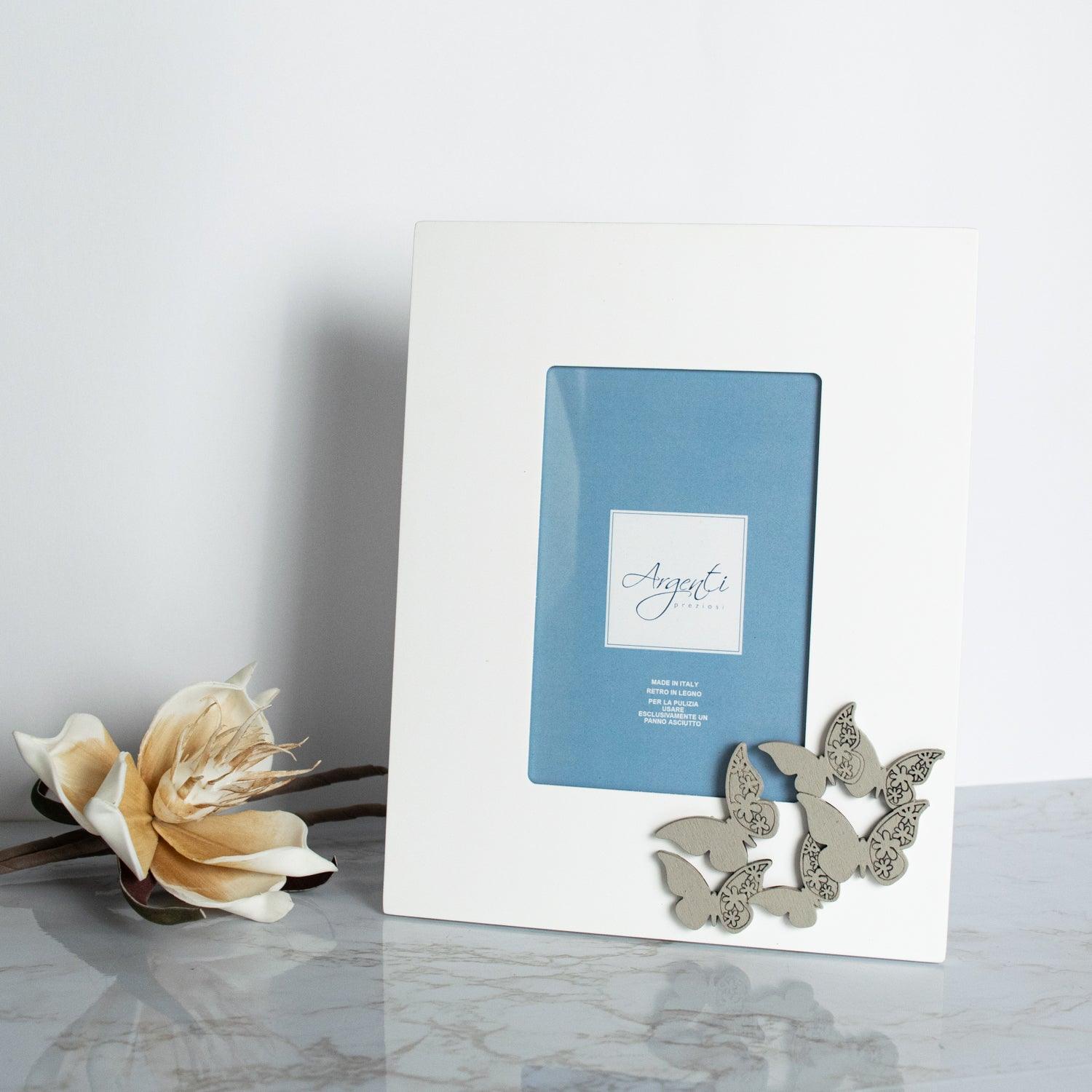 Cornice Portafoto DKD Home Decor Cristallo Dorato Resina Farfalle Shabby Chic (18 x 2 x 23,5 cm