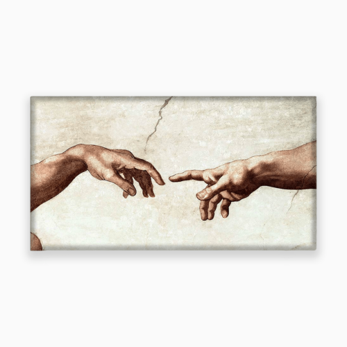 Dettaglio della Creazione di Adamo di Michelangelo Riproduzione Quadro su Tela Quadri in Tela Albalu Bomboniere