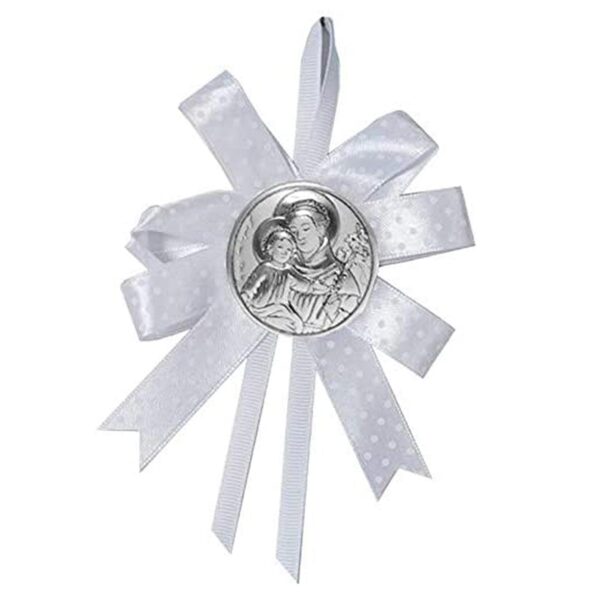 Fiocco Nascita con Placchetta Sant'Antonio Argento Laminato