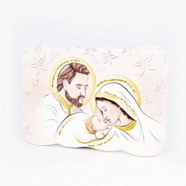 Icona Nuvoletta Sacra Famiglia Glitterata su Legno Sagomato da Appoggio e Muro
