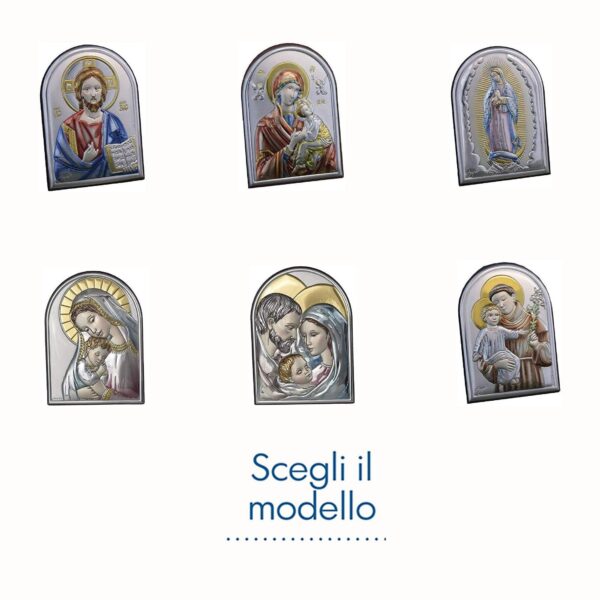 Icona Sacra Ad Arcata In Argento Laminato Colorato Icone Sacre Albalu Bomboniere