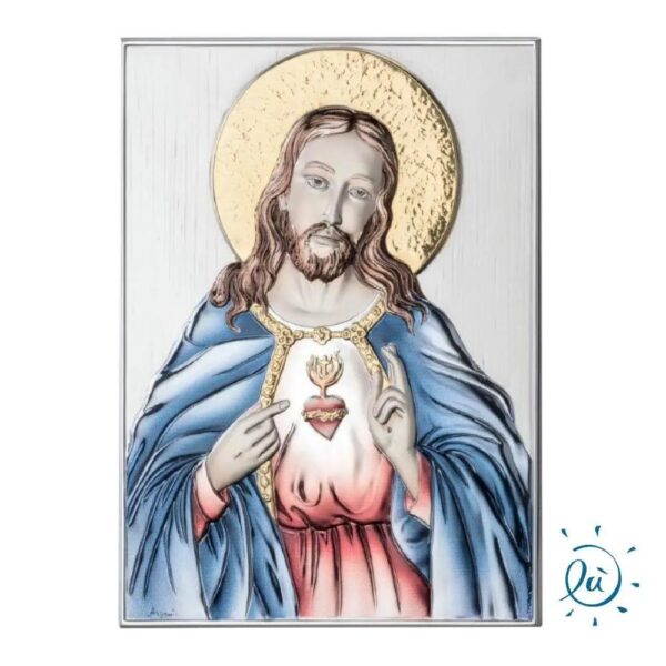 Icona Sacra Gesù Cristo Argento Laminato Sacro Cuore Icone Sacre Albalu Bomboniere