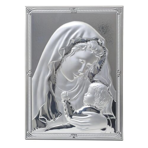 Icona Sacra Madonna con Bambino Grande con Bordo decorato misura 22x30 cm Icone Sacre Albalu Bomboniere