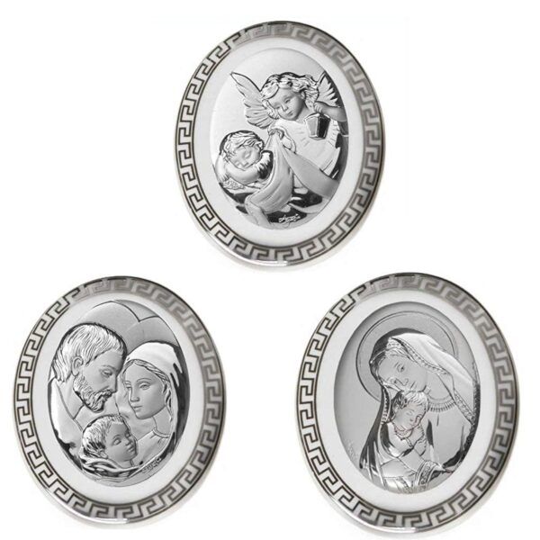 Bomboniera Icona Sacra Ovale in Argento con retro in Porcellana da appoggio Icone Sacre Albalu Bomboniere