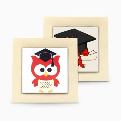 Icona in Legno con Piastrella in Gres Decorata a Tema Laurea e Piedino da Appoggio Oggettistica Albalu Bomboniere