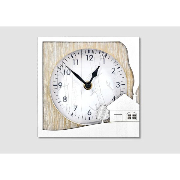 Orologio Analogico da Tavolo in Legno con Cornice Bianca Orologi Albalu Bomboniere