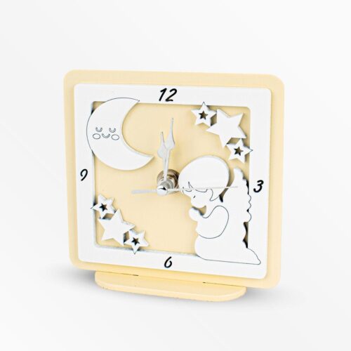 Bomboniera Orologio Sacro Angelo in Preghiera con Luna  e stelle In Legno Orologi Albalu Bomboniere