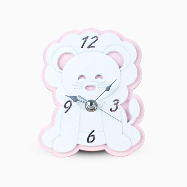Orologio in Legno Verniciato a Forma di Leone Rosa o Celeste