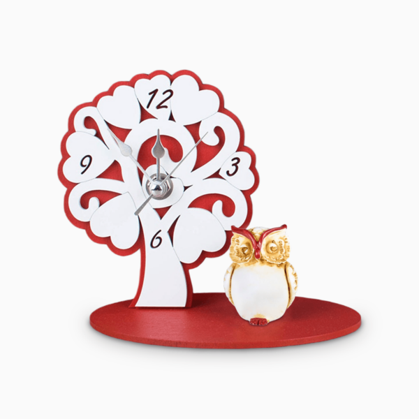 OrologioAlbero della Vita Rosso con Applicazioni in Resina  Tema Laurea