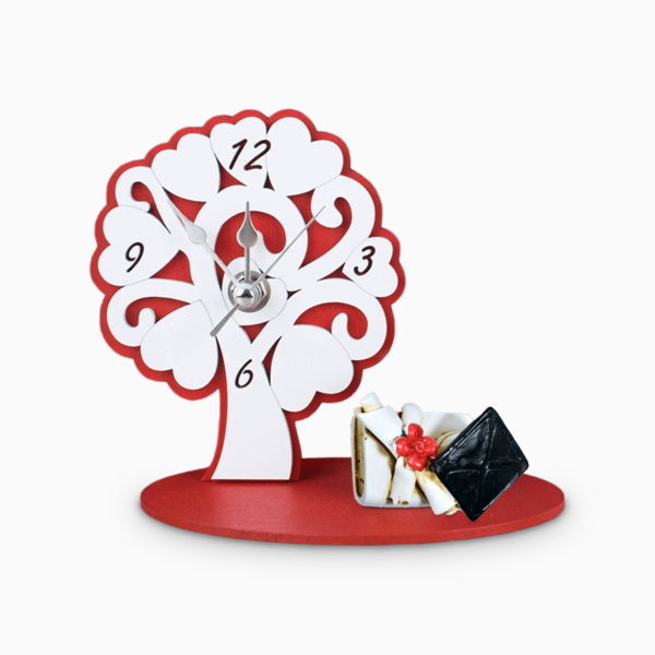 OrologioAlbero della Vita Rosso con Applicazioni in Resina  Tema Laurea