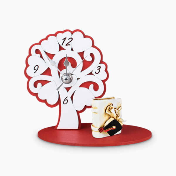 OrologioAlbero della Vita Rosso con Applicazioni in Resina  Tema Laurea