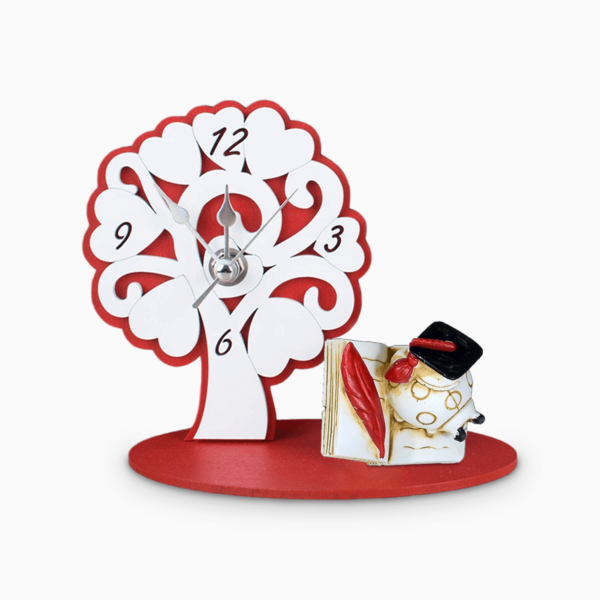 OrologioAlbero della Vita Rosso con Applicazioni in Resina  Tema Laurea