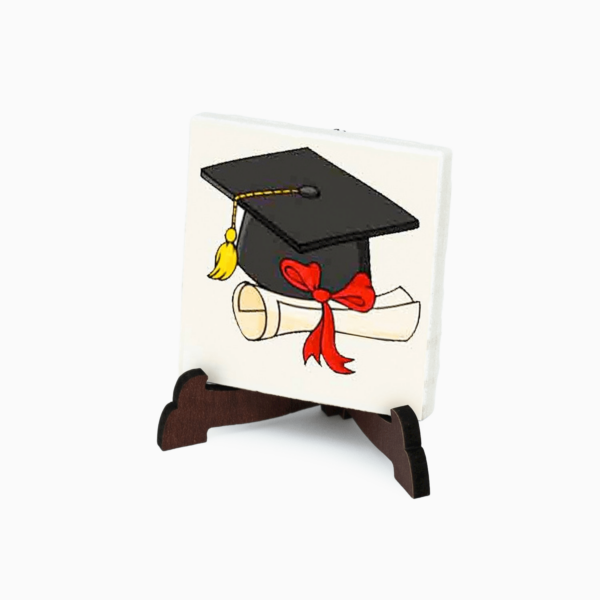 Confettata Magnete Laurea in Gres Porcellanato Decorata con supporto da Appoggio e Scatola
