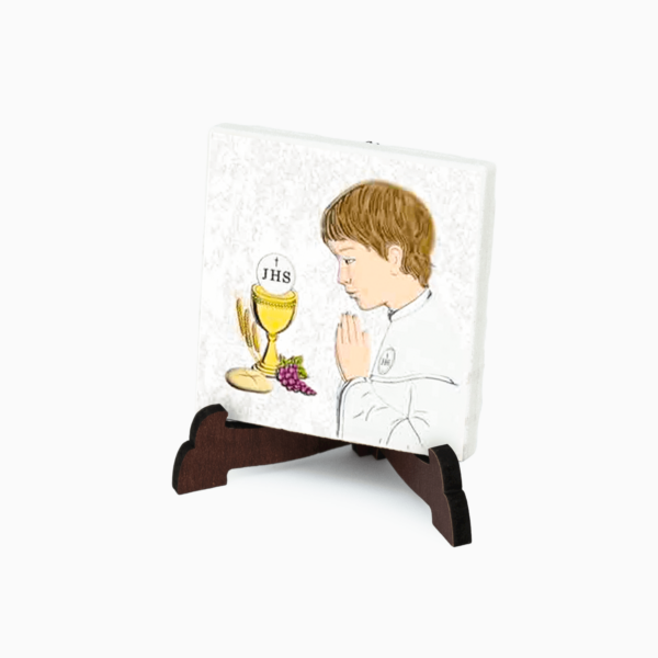 Confettata Magnete Sacro in Gres Porcellanato Decorata con supporto da Appoggio e Scatola