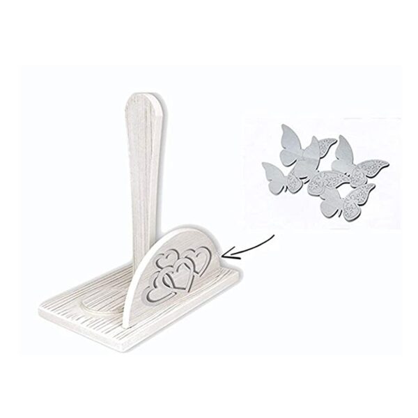 Porta Bicchieri in Legno Bianco con Applicazioni in Legno Grigio