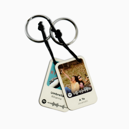 Portachiavi In Legno Sagomato Personalizzabile Con Immagine e Tag Spotify Scannerizzabile Portachiavi Albalu Bomboniere