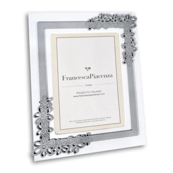 Portafoto Legno Fiori Grigio