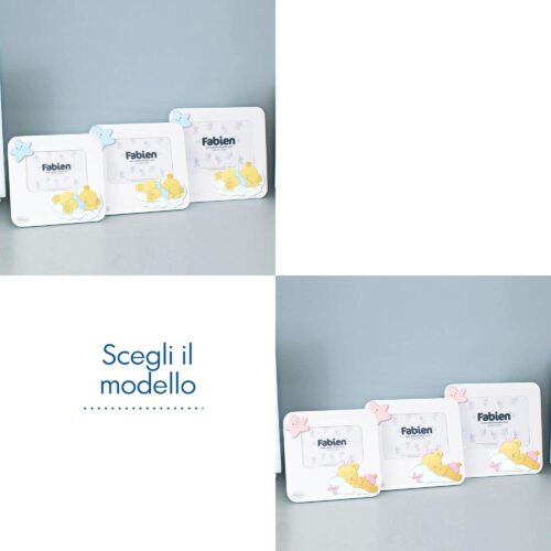 Portafoto Prima Infanzia Bianco Con Applicazione Dormiglioni In Legno Linea Bear Colorata Cornici Portafoto Albalu Bomboniere
