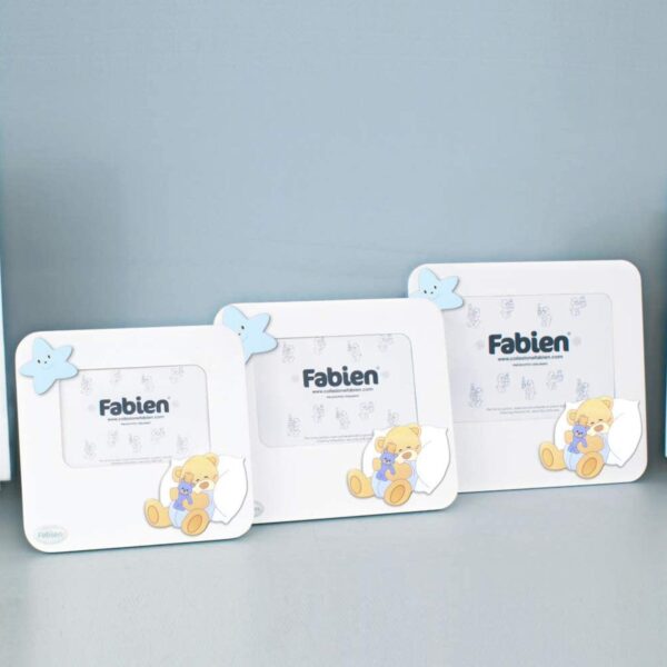 Portafoto Prima Infanzia Bianco Con Applicazione Orso Con Cuscino In Legno Linea Bear Colorata