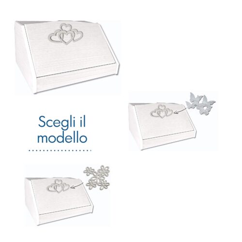 Portapane in Legno Bianco con Applicazioni in Legno Grigio Originali e Utili Albalu Bomboniere