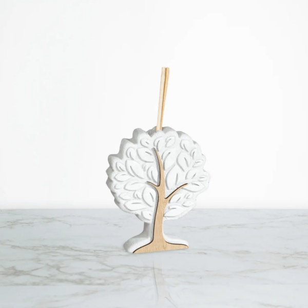Profumatore Albero della Vita in Resina effetto Marmo a Rilievo con Dettaglio del Tronco in Legno Sagomato a Laser Profumatori Albalu Bomboniere