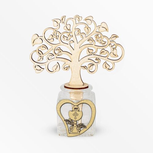 Profumatore Base in Vetro con diffusore Albero della Vita e Applicazione in Legno a Tema Calice Comunione Profumatori Albalu Bomboniere
