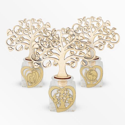 Profumatore Base in Vetro con diffusore Albero della Vita e Applicazione in Legno a Tema Vita Profumatori Albalu Bomboniere