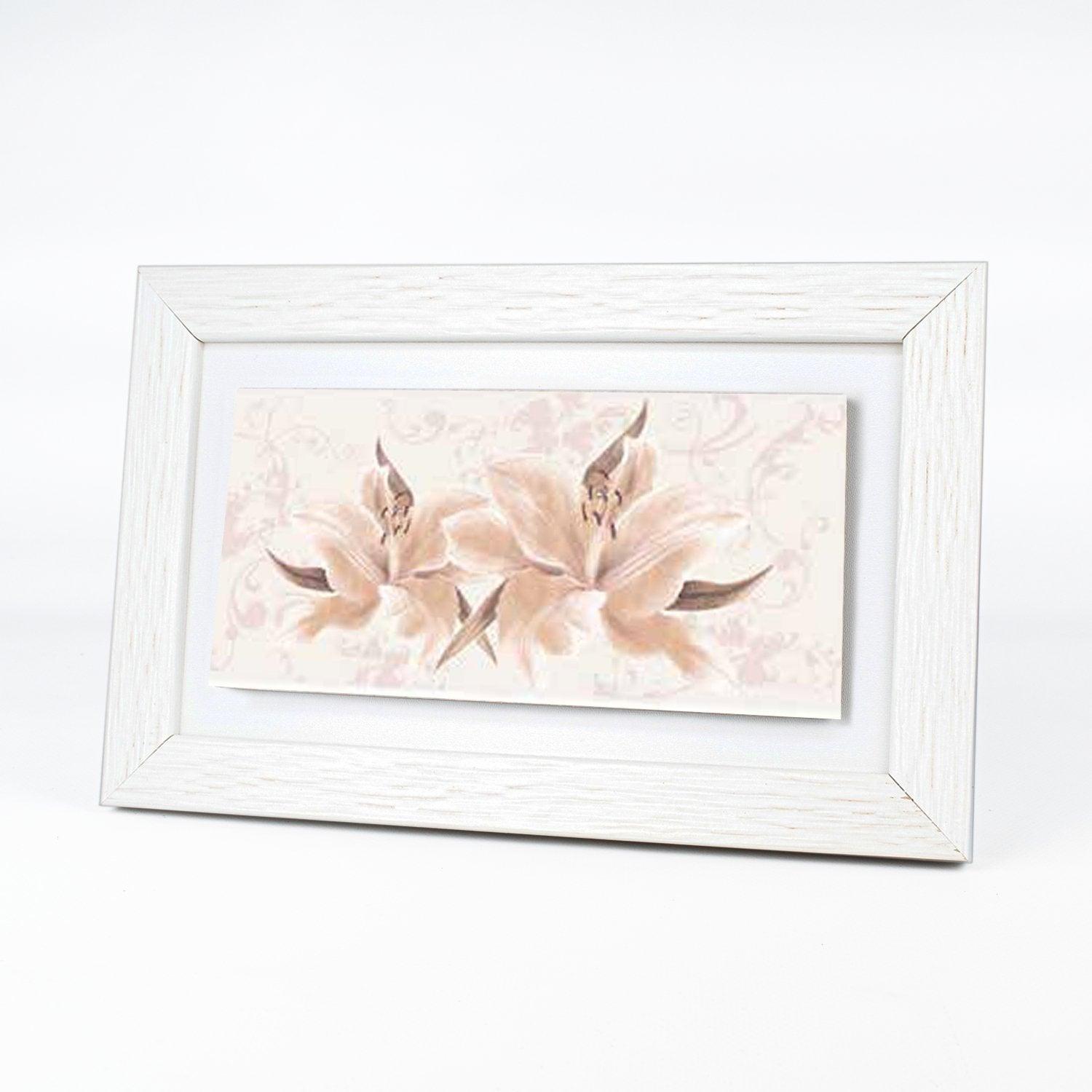 Bomboniera fiori quadretto con piastrella in gres porcellanato e cornice in legno, personalizzabile