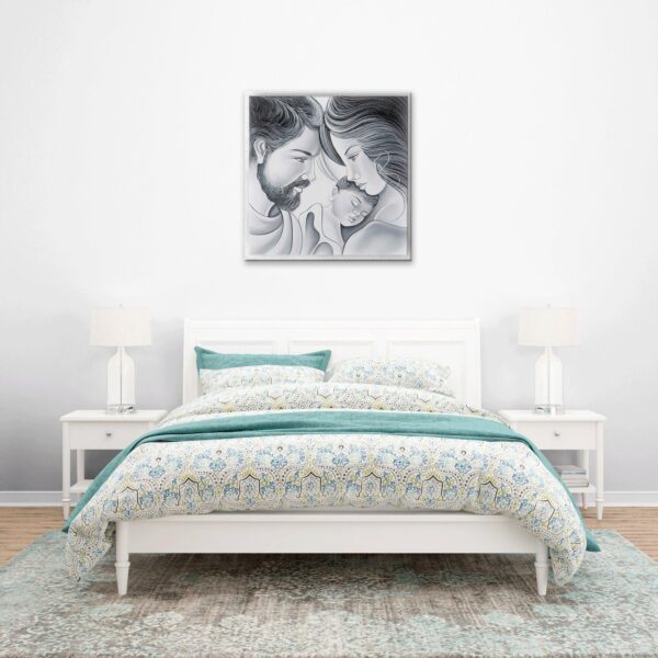 Quadro Religioso Sacra Famiglia Legno Dipinto a Mano misure 55x55 cm Quadri in Legno Albalu Bomboniere
