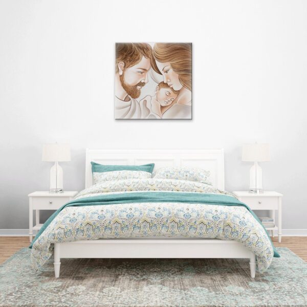 Quadro Religioso Sacra Famiglia Legno Dipinto a Mano misure 55x55 cm Quadri in Legno Albalu Bomboniere