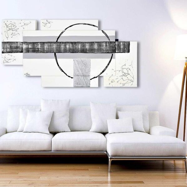 Quadro su Tela Astratto Cerchio Grigio Multipannello Quadri Multipannello Albalu Bomboniere