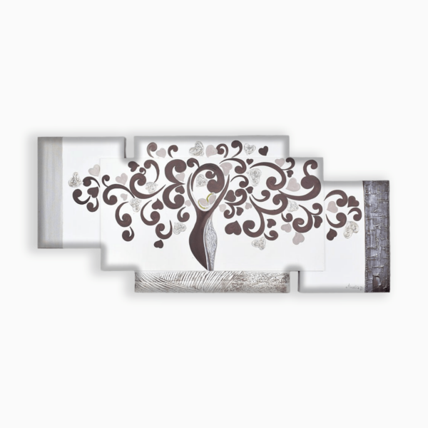 Quadro su Tela Capezzale Multipannello con Sposi e Albero della Vita Quadri Multipannello Albalu Bomboniere