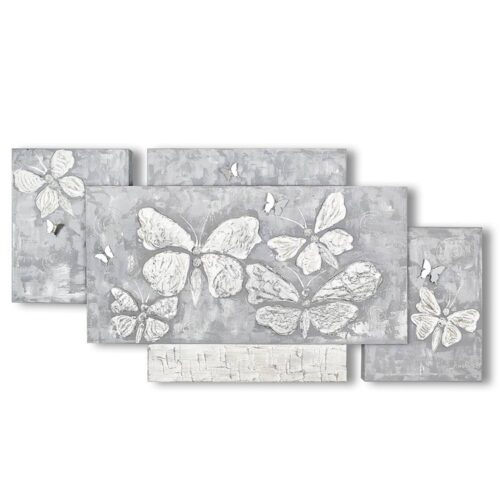 Quadro su Tela Farfalle Grigio Multipannello Quadri Multipannello Albalu Bomboniere