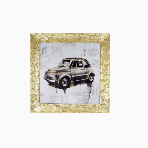 Quadro su Tela Macchina 500 con Cornice Oro- Quadro 100% Made in Italy- Quadri in Tela Albalu Bomboniere