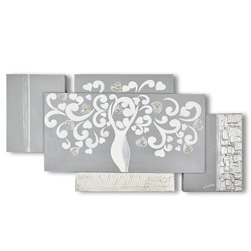 Quadro su Tela Sposi Albero della Vita Grigio Multipannello Quadri Multipannello Albalu Bomboniere