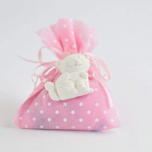 Sacchetti Nascita Battesimo a Pois con Gessetti Profumati Rosa o Celesti