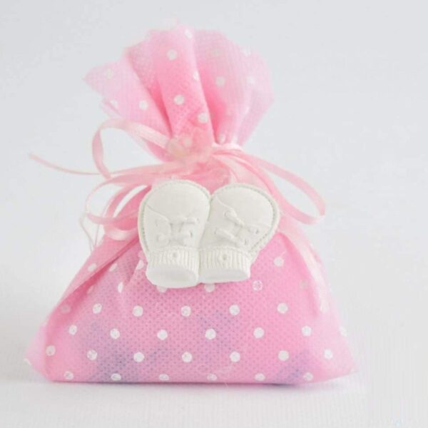Sacchetti Nascita Battesimo a Pois con Gessetti Profumati Rosa o Celesti