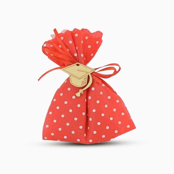 Sacchetti Porta Confetti Rosso a Pois E Applicativi in Legno Confetti inlcusi