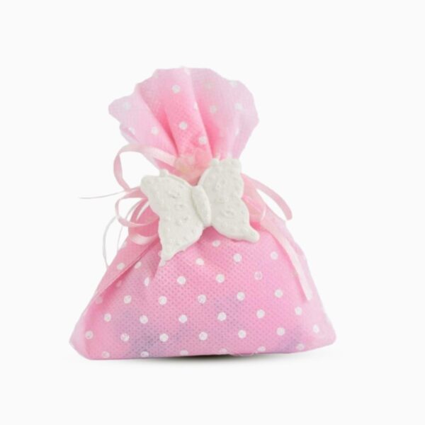 Sacchetto A Pois Con Confettata e Gessetto Profumato a Farfalla Confetti inclusi