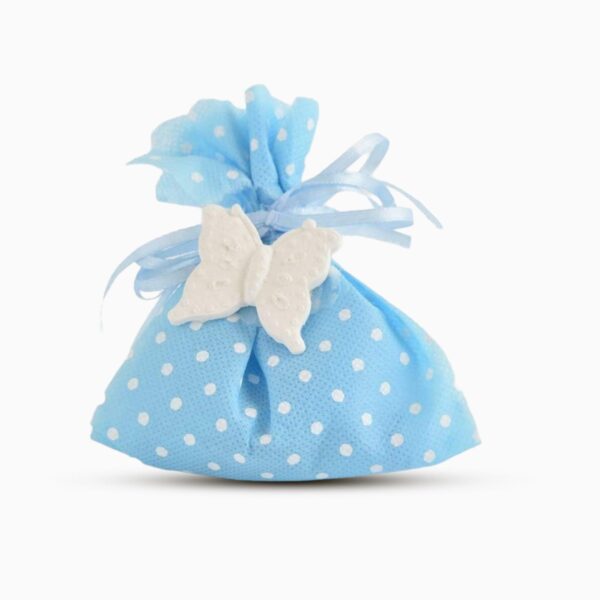 Sacchetto A Pois Con Confettata e Gessetto Profumato a Farfalla Confetti inclusi