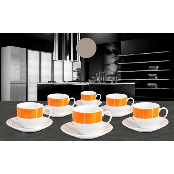 Servizio 6 Tazzine Caffe' In Porcellana E piattino Linea Amal Orange Piatti e Tazzine Albalu Bomboniere