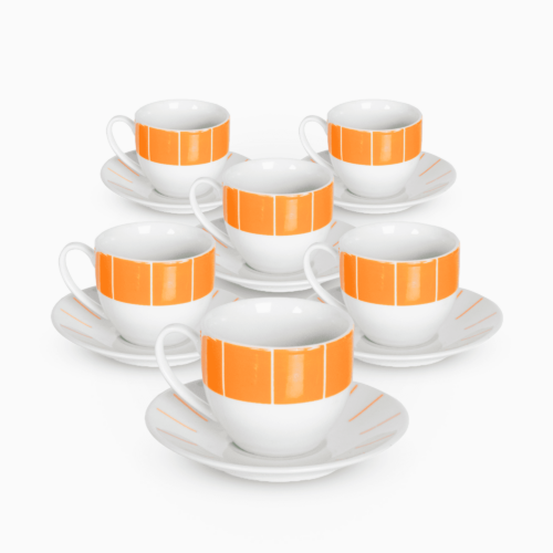 Servizio 6 Tazzine Caffe' In Porcellana E piattino Linea Amal Orange Piatti e Tazzine Albalu Bomboniere