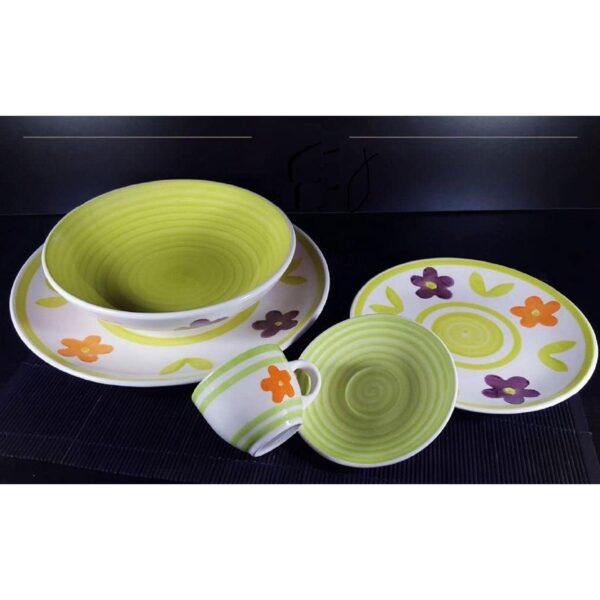 Servizio 6 Tazzine Caffe' In Porcellana E piattino Linea Flower Green Piatti e Tazzine Albalu Bomboniere